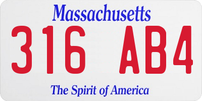 MA license plate 316AB4