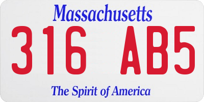 MA license plate 316AB5