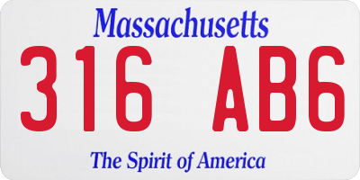 MA license plate 316AB6