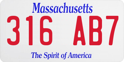 MA license plate 316AB7