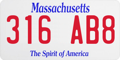 MA license plate 316AB8