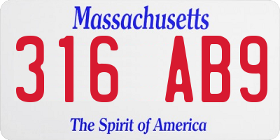 MA license plate 316AB9