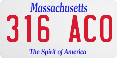 MA license plate 316AC0