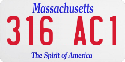 MA license plate 316AC1