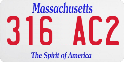 MA license plate 316AC2