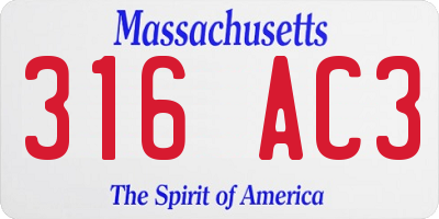 MA license plate 316AC3