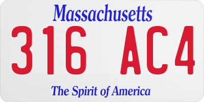 MA license plate 316AC4