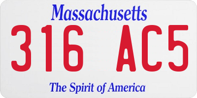 MA license plate 316AC5