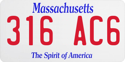 MA license plate 316AC6