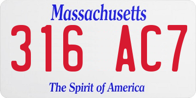 MA license plate 316AC7