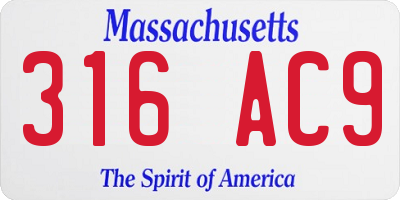 MA license plate 316AC9