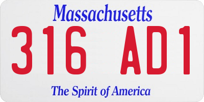 MA license plate 316AD1