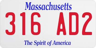 MA license plate 316AD2