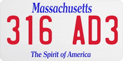 MA license plate 316AD3
