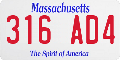 MA license plate 316AD4