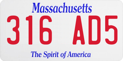 MA license plate 316AD5