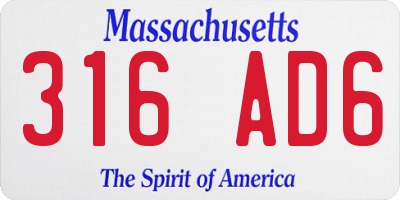 MA license plate 316AD6