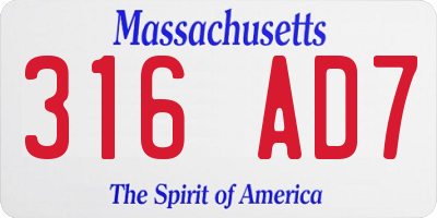 MA license plate 316AD7