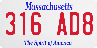 MA license plate 316AD8