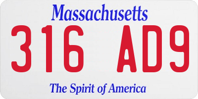 MA license plate 316AD9