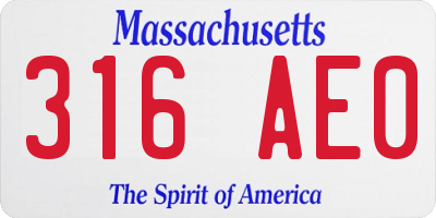 MA license plate 316AE0