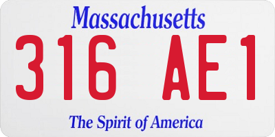 MA license plate 316AE1