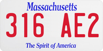 MA license plate 316AE2