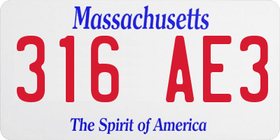 MA license plate 316AE3
