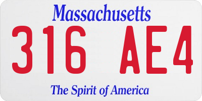 MA license plate 316AE4