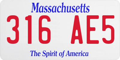 MA license plate 316AE5