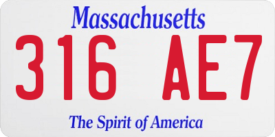 MA license plate 316AE7