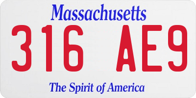 MA license plate 316AE9