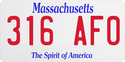 MA license plate 316AF0