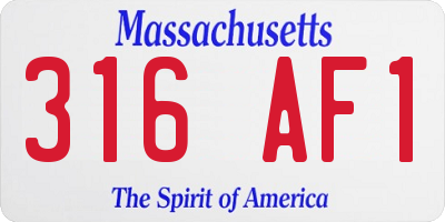 MA license plate 316AF1