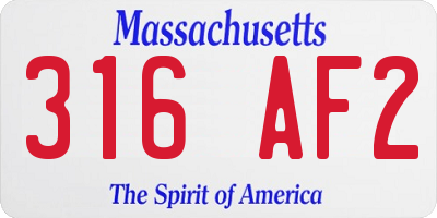 MA license plate 316AF2