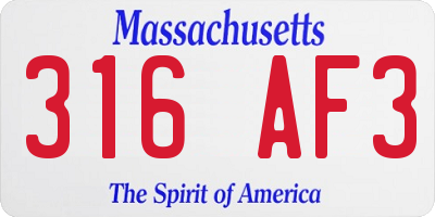 MA license plate 316AF3