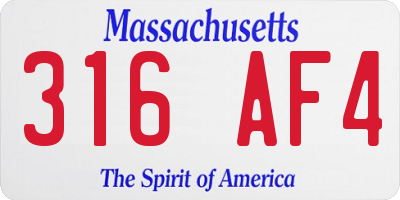 MA license plate 316AF4