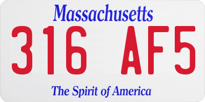 MA license plate 316AF5