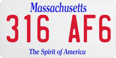 MA license plate 316AF6
