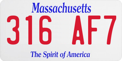 MA license plate 316AF7