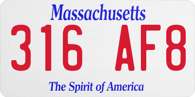 MA license plate 316AF8