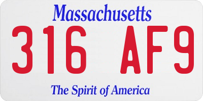 MA license plate 316AF9