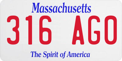 MA license plate 316AG0