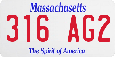 MA license plate 316AG2