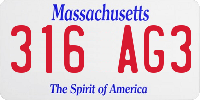 MA license plate 316AG3