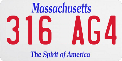 MA license plate 316AG4