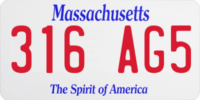 MA license plate 316AG5