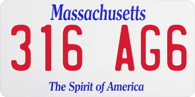 MA license plate 316AG6