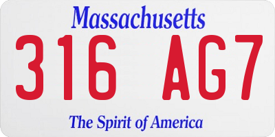 MA license plate 316AG7