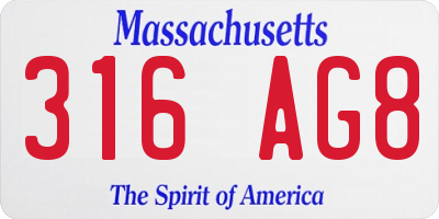 MA license plate 316AG8